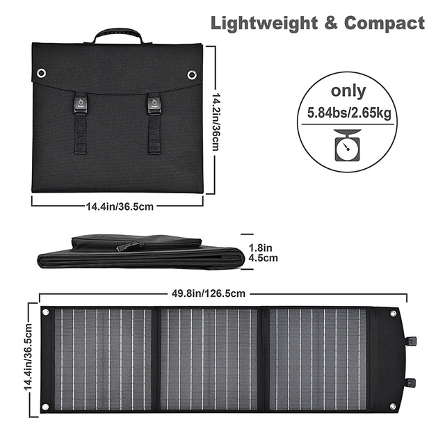 PaiduSolar Solar folding charging panel 60W monocrystalline silicon photovoltaic module outdoor mobile portable emergency mobile power supply